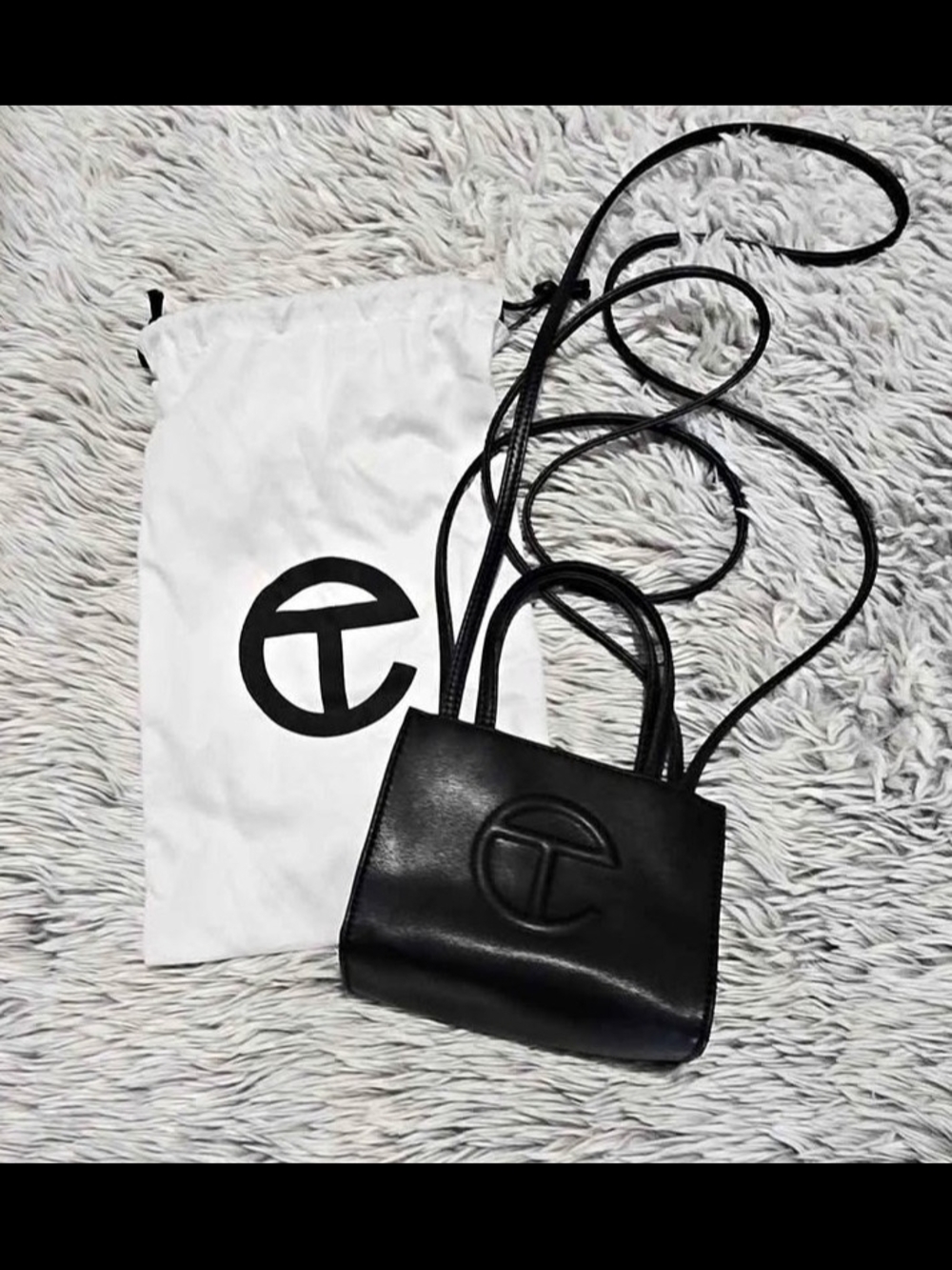 Telfar Black Mini Tote with Embossed Logo
